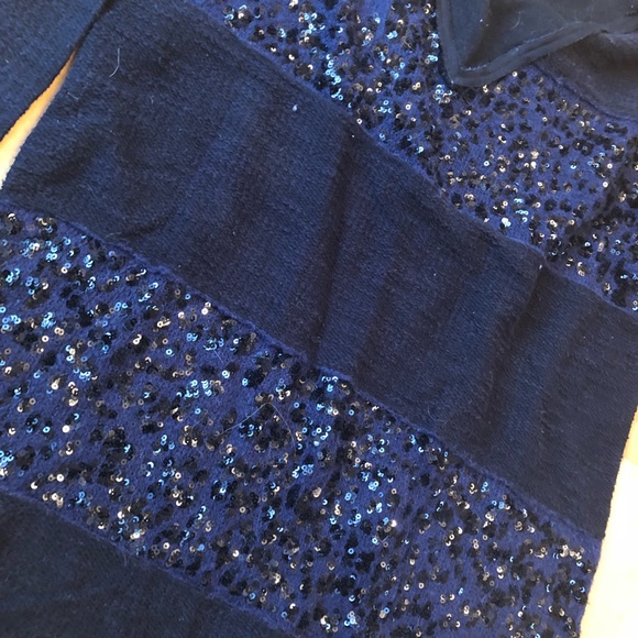 Free People Navy Sequin Sweater Sz M - Picture 3 of 5